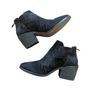 EILEEN FISHER Black Irwin Suede Ankle Booties Fall Winter Sz 7.5